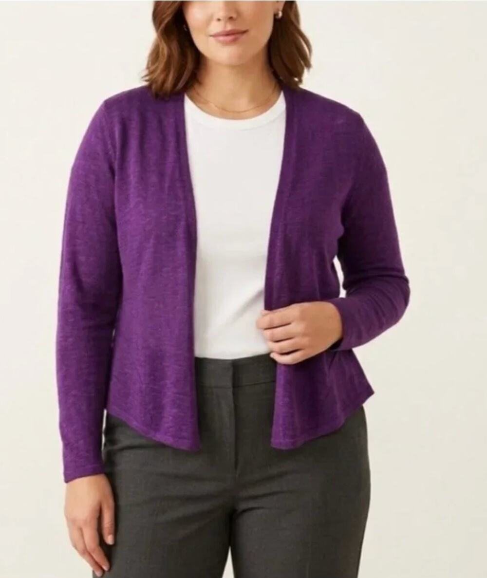 Catherines NWT Purple Open Front Cropped Cardigan Sparkly Night-Out Plus Size 3X